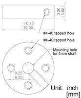 Mechanical drawing for the Pololu universal aluminum mounting hub for 4&nbsp;mm shaft.