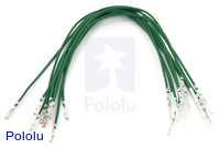 Wires with Pre-crimped Terminals 10-Pack M-F 6" Green