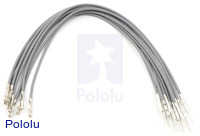 Wires with Pre-crimped Terminals 10-Pack M-F 6" Gray