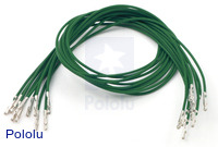 Wires with Pre-crimped Terminals 10-Pack F-F 12" Green