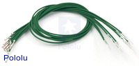 Wires with Pre-crimped Terminals 10-Pack M-F 12" Green
