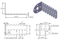 Mechanical drawing for the Pololu 25D mm metal gearmotor bracket.