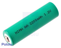 Rechargeable NiMH AA Battery: 1.2 V, 2200 mAh, 1 cell