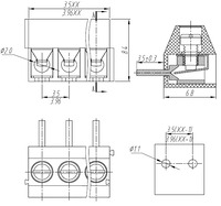 Screw terminal block: 3.5 mm pitch, top entry.