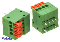 Screwless Terminal Block: 4-Pin, 0.1" Pitch, Side Entry (2-Pack)