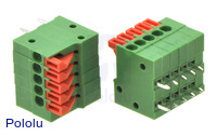 Screwless Terminal Block: 5-Pin, 0.1" Pitch, Side Entry (2-Pack)