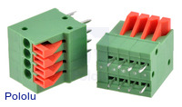 Screwless Terminal Block: 4-Pin, 0.1" Pitch, Top Entry (2-Pack)