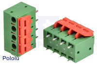 Screwless Terminal Block: 4-Pin, 0.2" Pitch, Top Entry (2-Pack)
