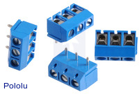 Screw Terminal Block: 3-Pin, 5 mm Pitch, Top Entry (4-Pack)