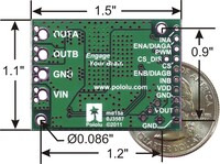 VNH5019 motor driver carrier, bottom view with dimensions.