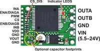 VNH5019 motor driver carrier, labeled top view.