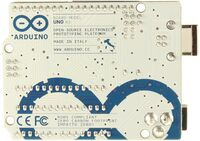 Arduino Uno R3, bottom view.