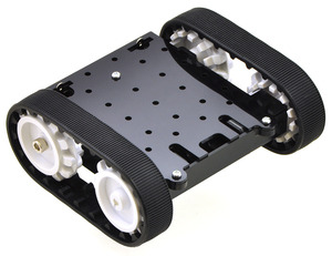 Pololu Zumo chassis kit, assembled top view, shown with motors.
