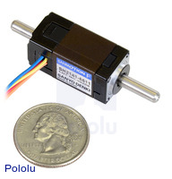 Sanyo Miniature Stepper Motor: Bipolar, 200 Steps/Rev, 14×30mm, 6.3V, 0.3 A/Phase, Double Shaft