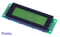 20x4 Character LCD with LED Backlight (Parallel Interface), Black on Green