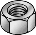 Zinc-plated steel machine screw hex nut, 10-24 screw size, 3/8" width, 1/8" height