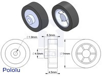 14×4.5mm Wheel Pair for Sub-Micro Plastic Planetary Gearmotors 