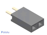 0.100" (2.54 mm) Female Header: 1x2-Pin, Straight