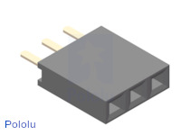 0.100" (2.54 mm) Female Header: 1x3-Pin, Straight