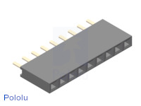 0.100" (2.54 mm) Female Header: 1x9-Pin, Straight