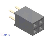 0.100" (2.54 mm) Female Header: 2x2-Pin, Straight