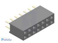 0.100" (2.54 mm) Female Header: 2x7-Pin, Straight