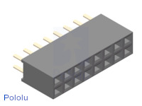 0.100" (2.54 mm) Female Header: 2x8-Pin, Straight