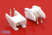 2.5 mm JST XH-Style Shrouded Male Connector: 2-Pin, Right Angle Extended