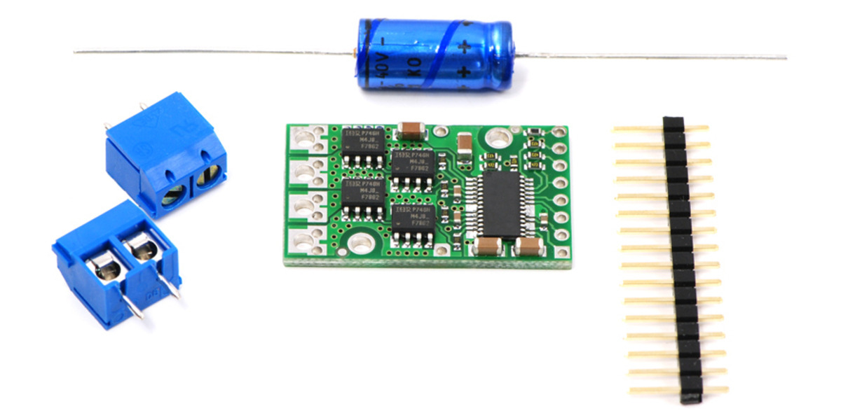 Pololu highpower motor driver and included components.