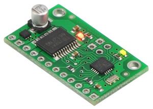Pololu qik 2s9v1 dual serial motor controller (older version with large silver electrolytic capacitor).