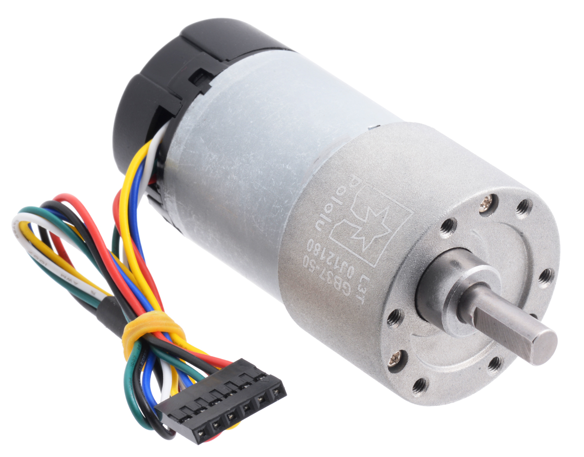 Pololu - 50:1 Metal Gearmotor 37Dx70L mm 12V with 64 CPR Encoder (Helical  Pinion)