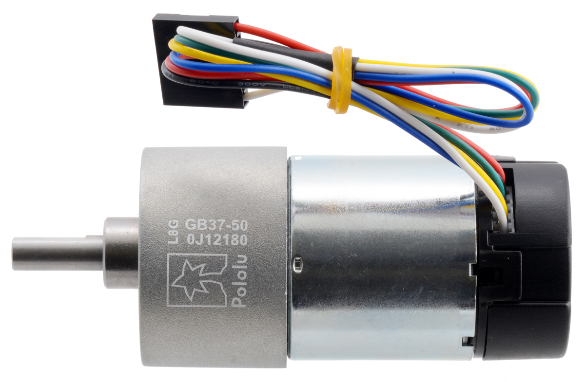 50:1 Metal Gearmotor 37Dx70L mm 24V with 64 CPR Encoder (Helical Pinion) -  Pololu
