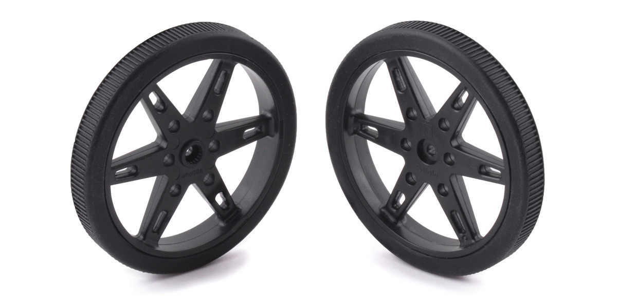 Pololu Wheel for Micro Servo Splines (21T, 4.8mm) 60×8mm, Black, 2Pack