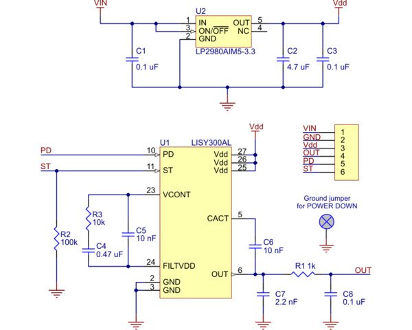 Pololu - LISY300AL Single-Axis Gyro with ±300°/s Range