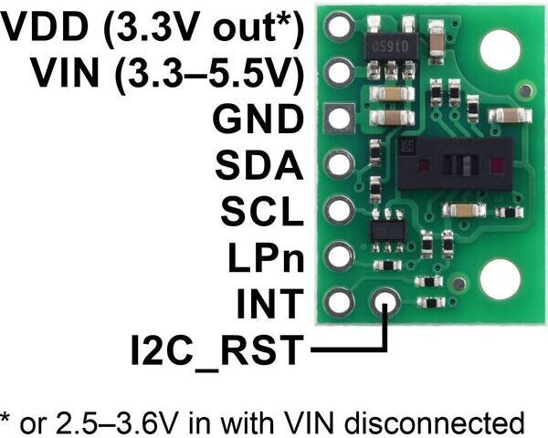 VL53L5CX Time-of-Flight 8×8-Zone Distance Sensor Carrier with Voltage ...