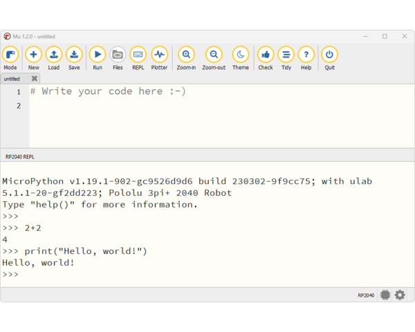 Pololu - 5.4. Using the Mu editor