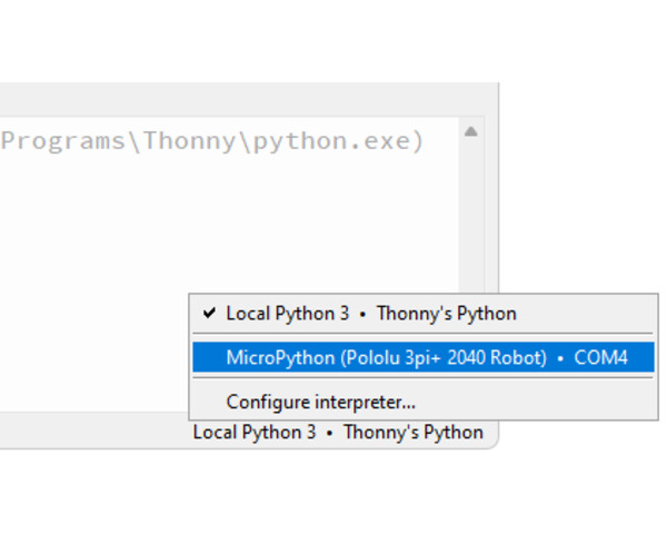 Pololu - 5.3. Using the Thonny editor