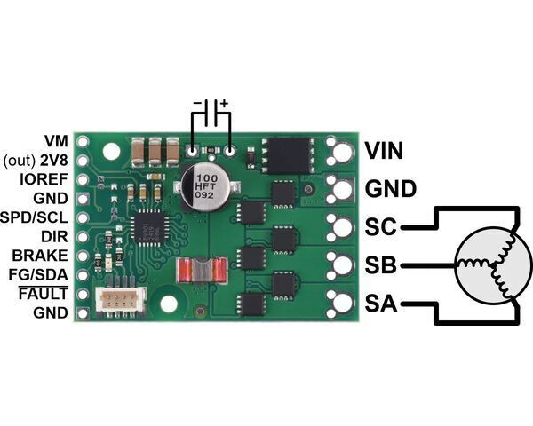 A89301-Based Sensorless Brushless Motor Controller, 50V, 11A #5357 / 디바이스마트