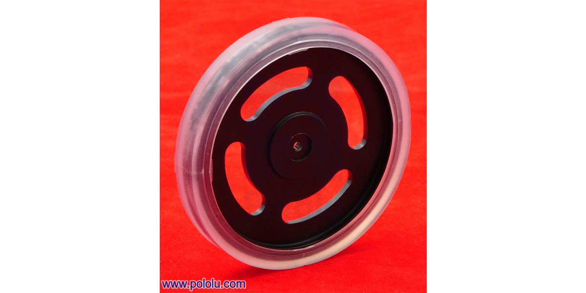 Pololu HighTraction Sticky Tire on Futaba servo wheel.