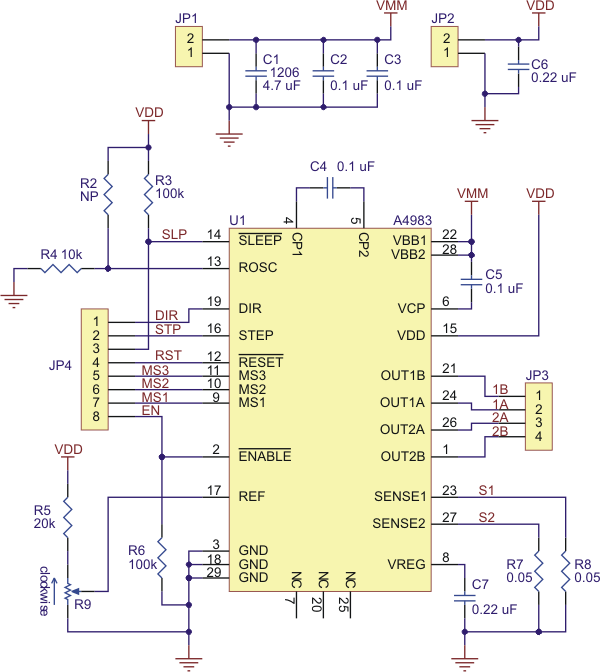 Pololu - A4983 Stepper Motor Driver Carrier circuit diagram 2 0 