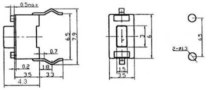 Pololu - Mini Pushbutton Switch: PCB-Mount, 2-Pin, SPST, 50mA (5-Pack)