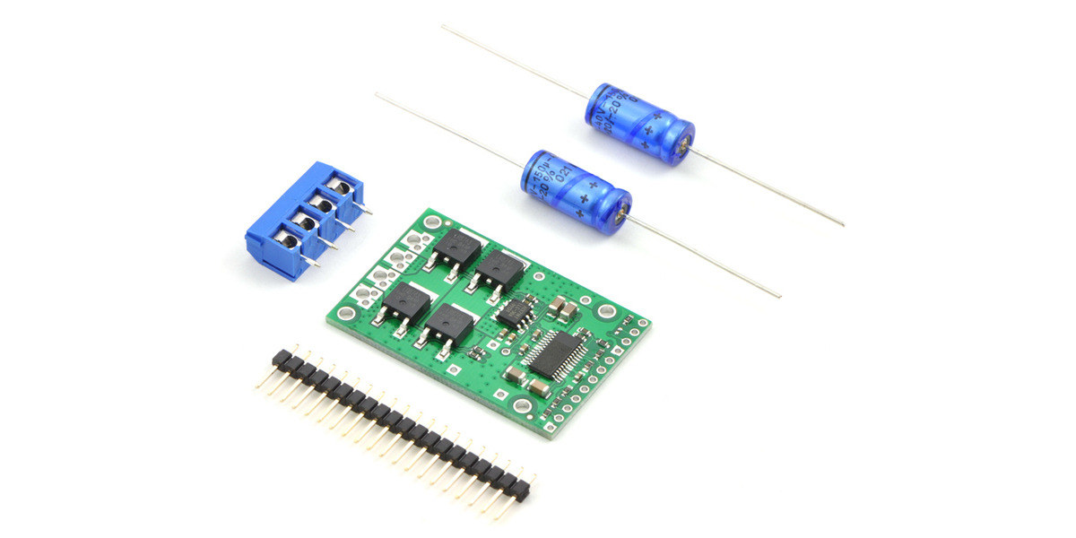 Pololu highpower motor driver CS with included hardware.