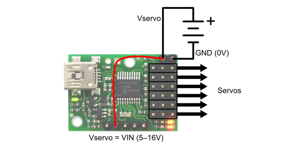 Pololu - The Micro Maestro’s processor and servos can be powered from a ...