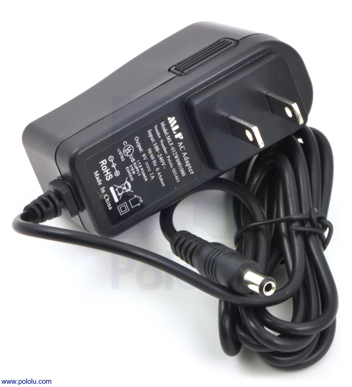 9V DC Power Supply 300mA AC Adapter By AbleGrid - 5.5mm X 2.5mm Plug, Center Negative, 4ft Cable