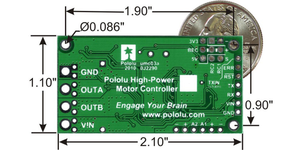 Pololu Simple HighPower Motor Controller 18v15 or 24v12 bottom view