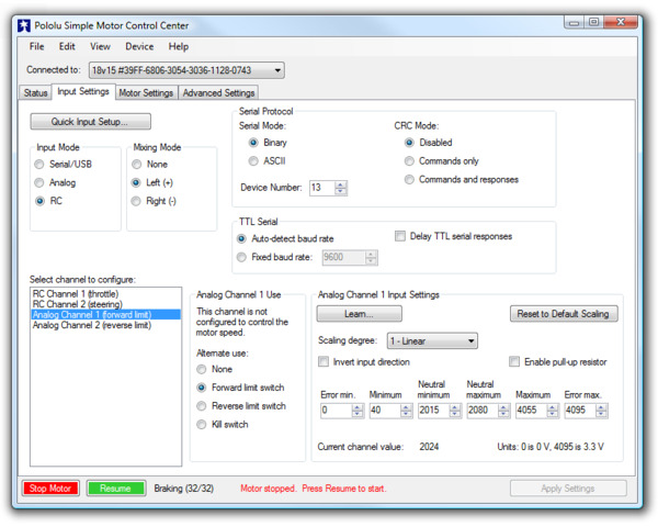 Pololu Simple Motor Controller 18v7 (Fully Assembled)