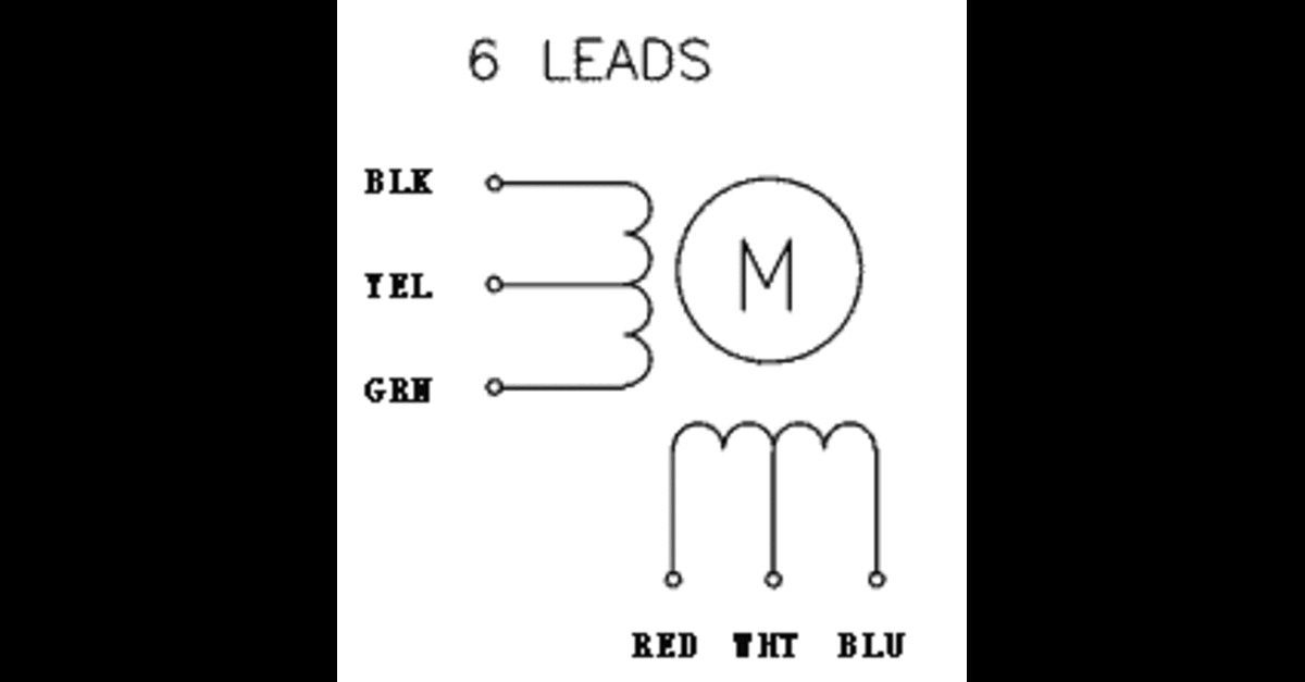 Pololu - 6-lead, unipolar/bipolar stepper motor wiring diagram.