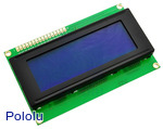 20×4 Character LCD with LED Backlight (Parallel Interface), White on Blue