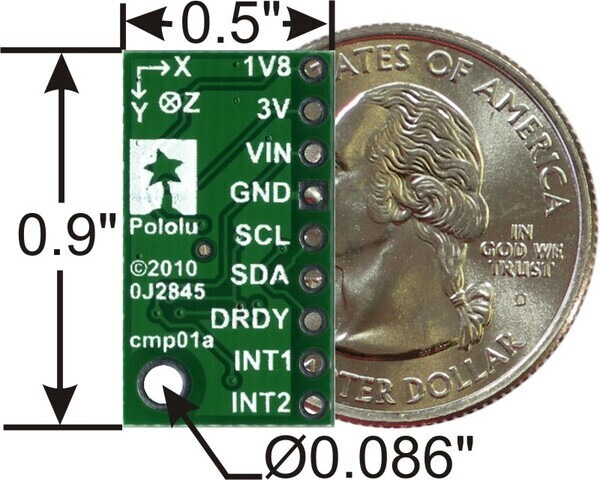 Pololu Lsm303dlm 3d Compass And Accelerometer Carrier With Voltage