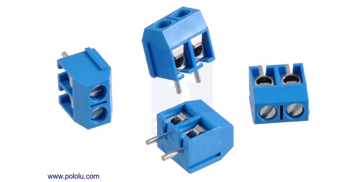 5 pcs bleu 5mm pitch 2 pin 2 way pcb screw terminal block connector 